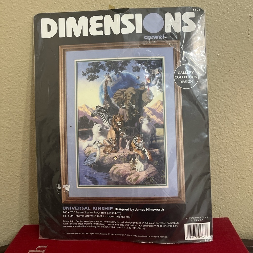 Dimensions Crewel Universal Kinship 14x20 VtgKit #1505 1997 Animals Complete